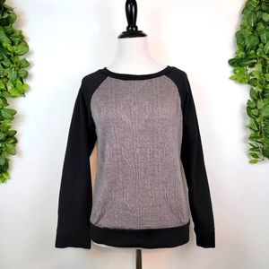 Pleione Anthropologie Knit Color Block Pullover Sweater, Small Grey Black